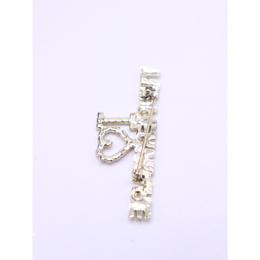 Vtg I Love Tupperware Sales Rep Brooch Pin - with Rhinestones - Picture 2 of 4